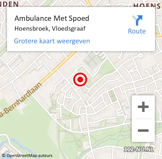 Locatie op kaart van de 112 melding: Ambulance Met Spoed Naar Hoensbroek, Vloedsgraaf op 25 maart 2014 15:05