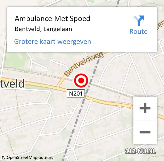 Locatie op kaart van de 112 melding: Ambulance Met Spoed Naar Bentveld, Langelaan op 7 maart 2019 02:48