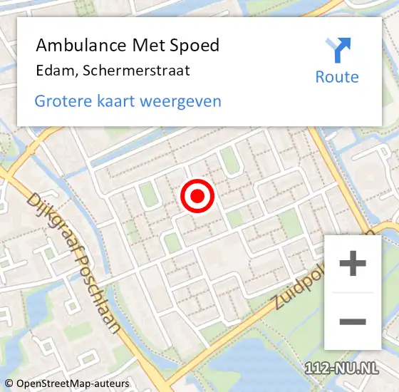 Locatie op kaart van de 112 melding: Ambulance Met Spoed Naar Edam, Schermerstraat op 7 maart 2019 03:21