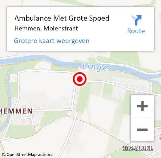 Locatie op kaart van de 112 melding: Ambulance Met Grote Spoed Naar Hemmen, Molenstraat op 7 maart 2019 06:36