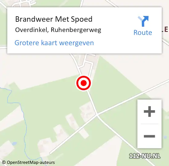 Locatie op kaart van de 112 melding: Brandweer Met Spoed Naar Overdinkel, Ruhenbergerweg op 7 maart 2019 08:40