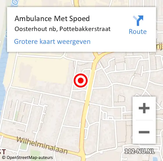 Locatie op kaart van de 112 melding: Ambulance Met Spoed Naar Oosterhout nb, Pottebakkerstraat op 7 maart 2019 08:59