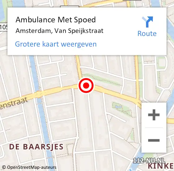 Locatie op kaart van de 112 melding: Ambulance Met Spoed Naar Amsterdam, Van Speijkstraat op 7 maart 2019 09:04