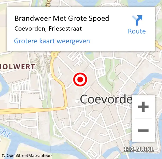 Locatie op kaart van de 112 melding: Brandweer Met Grote Spoed Naar Coevorden, Friesestraat op 7 maart 2019 09:24