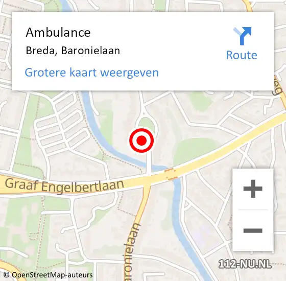 Locatie op kaart van de 112 melding: Ambulance Breda, Baronielaan op 7 maart 2019 10:14