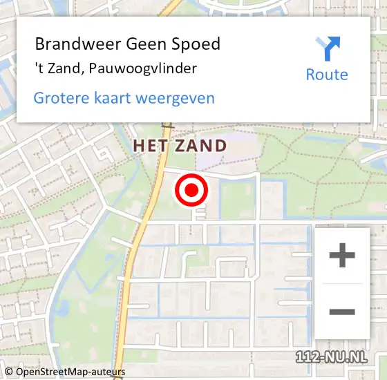 Locatie op kaart van de 112 melding: Brandweer Geen Spoed Naar 't Zand, Pauwoogvlinder op 7 maart 2019 10:58