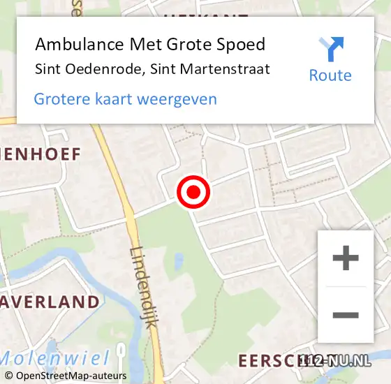 Locatie op kaart van de 112 melding: Ambulance Met Grote Spoed Naar Sint Oedenrode, Sint Martenstraat op 7 maart 2019 11:33