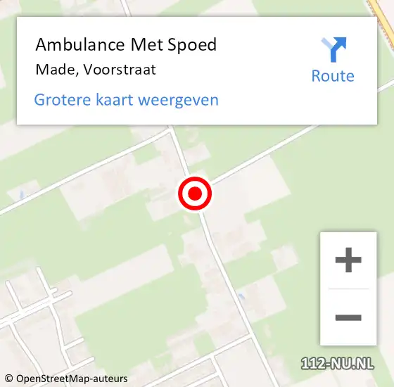 Locatie op kaart van de 112 melding: Ambulance Met Spoed Naar Made, Voorstraat op 7 maart 2019 12:26