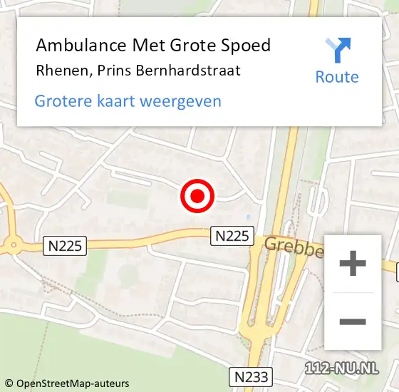 Locatie op kaart van de 112 melding: Ambulance Met Grote Spoed Naar Rhenen, Prins Bernhardstraat op 7 maart 2019 12:33