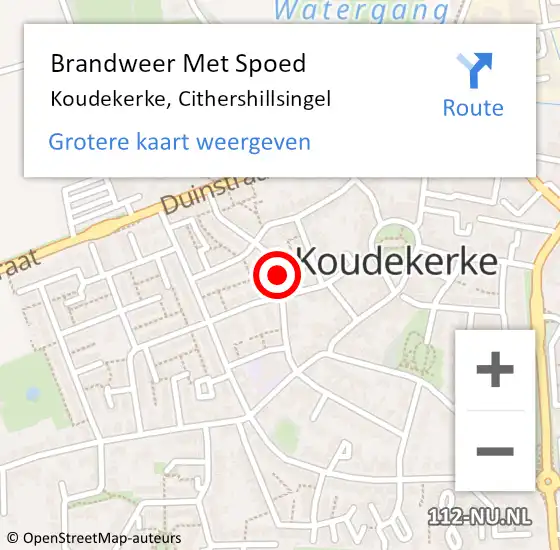 Locatie op kaart van de 112 melding: Brandweer Met Spoed Naar Koudekerke, Cithershillsingel op 7 maart 2019 12:45