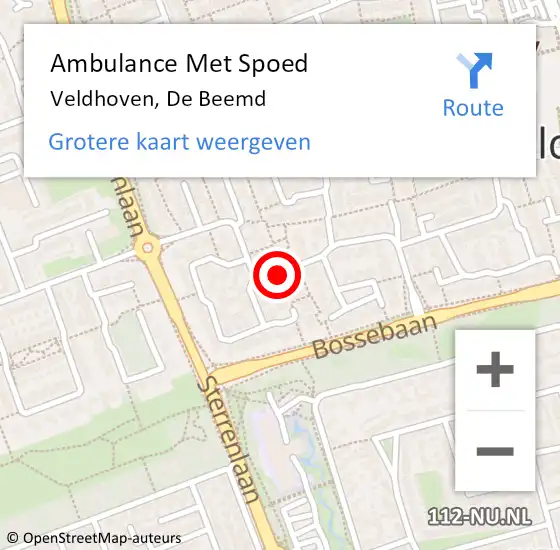 Locatie op kaart van de 112 melding: Ambulance Met Spoed Naar Veldhoven, De Beemd op 7 maart 2019 13:10