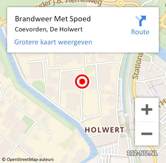 Locatie op kaart van de 112 melding: Brandweer Met Spoed Naar Coevorden, De Holwert op 7 maart 2019 13:16