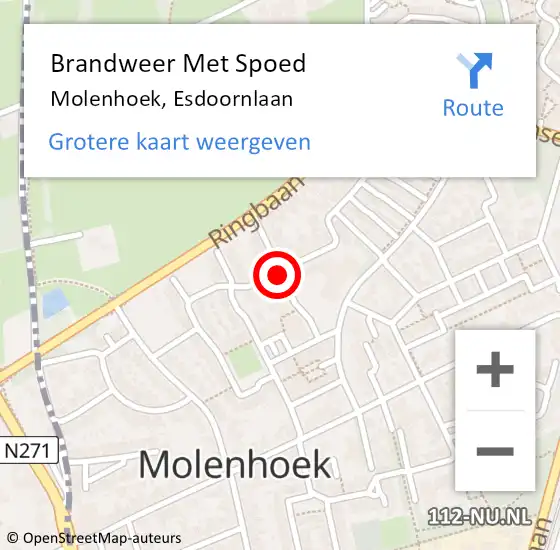 Locatie op kaart van de 112 melding: Brandweer Met Spoed Naar Molenhoek, Esdoornlaan op 7 maart 2019 13:51
