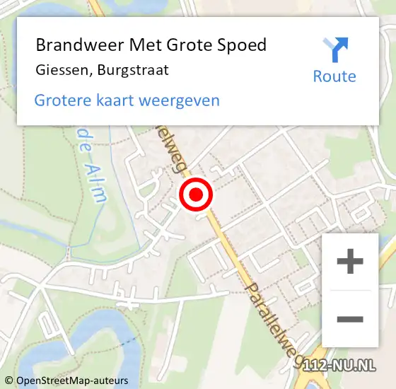 Locatie op kaart van de 112 melding: Brandweer Met Grote Spoed Naar Giessen, Burgstraat op 7 maart 2019 14:00