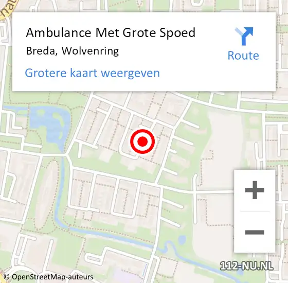 Locatie op kaart van de 112 melding: Ambulance Met Grote Spoed Naar Breda, Wolvenring op 7 maart 2019 14:29