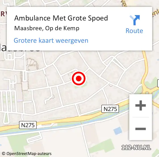 Locatie op kaart van de 112 melding: Ambulance Met Grote Spoed Naar Maasbree, Op de Kemp op 25 maart 2014 16:11