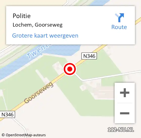 Locatie op kaart van de 112 melding: Politie Lochem, Goorseweg op 7 maart 2019 15:00