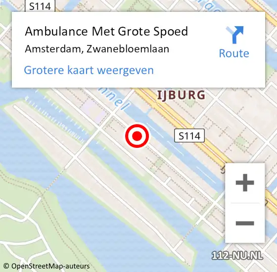 Locatie op kaart van de 112 melding: Ambulance Met Grote Spoed Naar Amsterdam, Zwanebloemlaan op 7 maart 2019 15:13