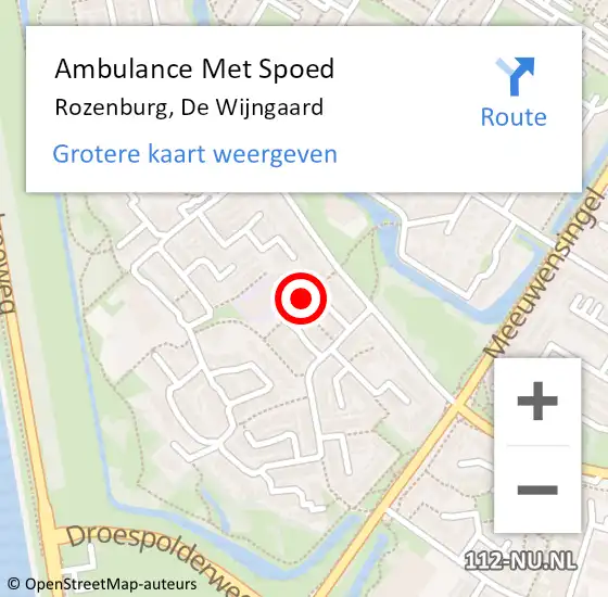 Locatie op kaart van de 112 melding: Ambulance Met Spoed Naar Rozenburg, De Wijngaard op 7 maart 2019 15:56