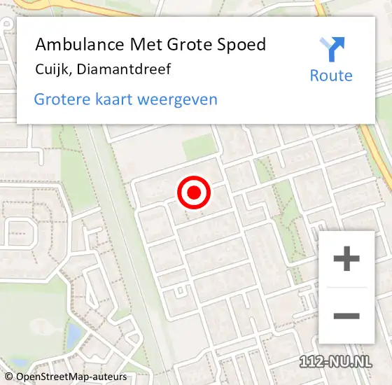 Locatie op kaart van de 112 melding: Ambulance Met Grote Spoed Naar Cuijk, Diamantdreef op 7 maart 2019 16:01