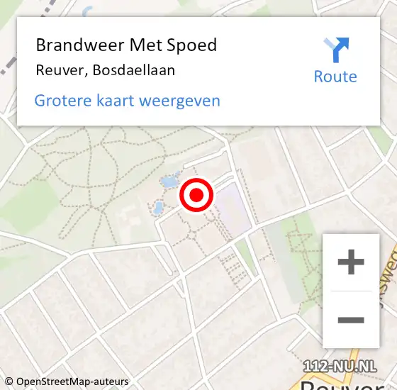 Locatie op kaart van de 112 melding: Brandweer Met Spoed Naar Reuver, Bosdaellaan op 7 maart 2019 17:04