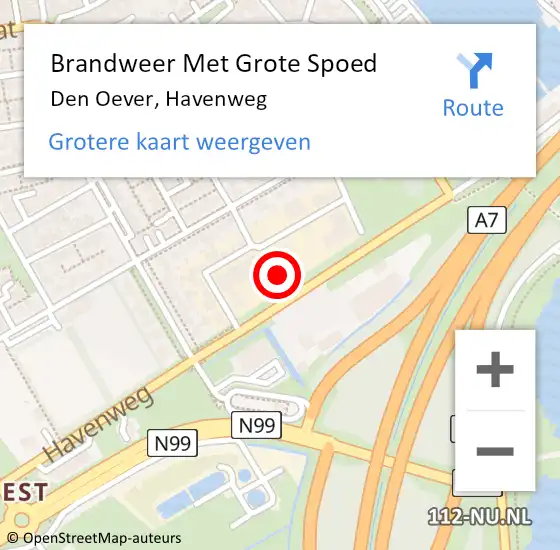 Locatie op kaart van de 112 melding: Brandweer Met Grote Spoed Naar Den Oever, Havenweg op 25 maart 2014 16:29