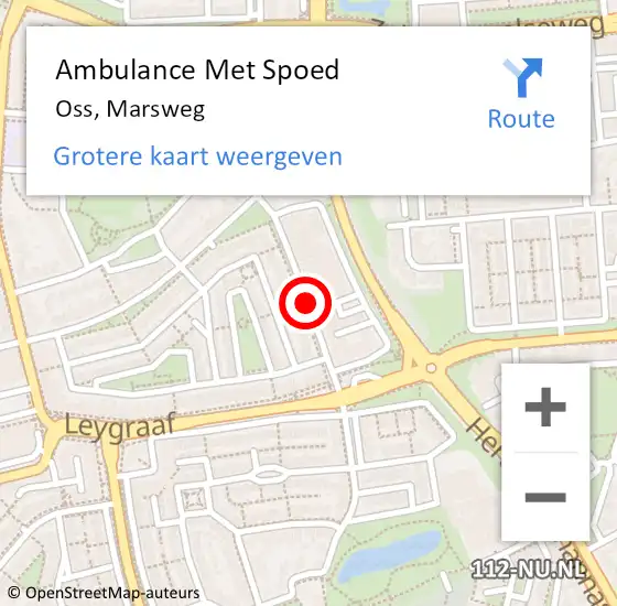 Locatie op kaart van de 112 melding: Ambulance Met Spoed Naar Oss, Marsweg op 7 maart 2019 18:37