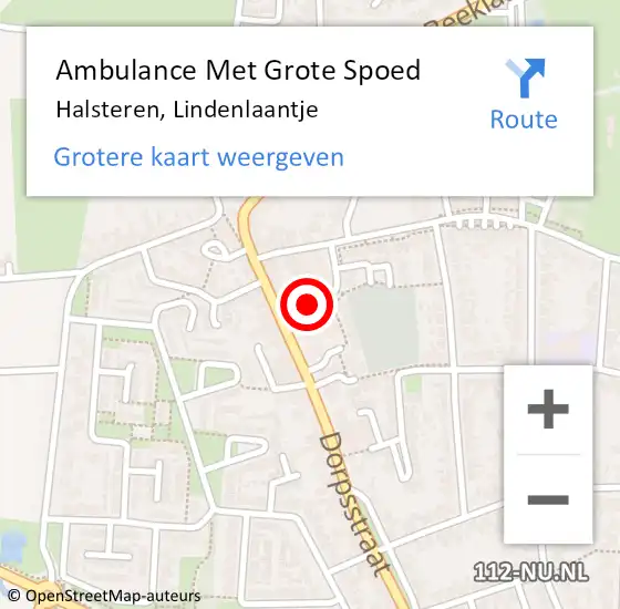 Locatie op kaart van de 112 melding: Ambulance Met Grote Spoed Naar Halsteren, Lindenlaantje op 7 maart 2019 18:38