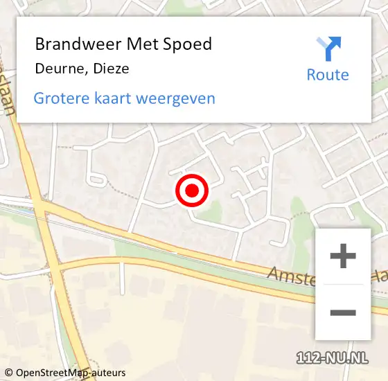 Locatie op kaart van de 112 melding: Brandweer Met Spoed Naar Deurne, Dieze op 7 maart 2019 20:12