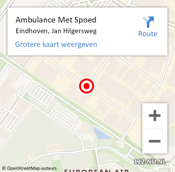 Locatie op kaart van de 112 melding: Ambulance Met Spoed Naar Eindhoven, Jan Hilgersweg op 7 maart 2019 20:19