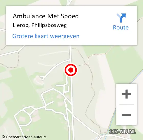 Locatie op kaart van de 112 melding: Ambulance Met Spoed Naar Lierop, Philipsbosweg op 7 maart 2019 20:36