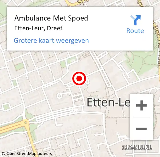 Locatie op kaart van de 112 melding: Ambulance Met Spoed Naar Etten-Leur, Dreef op 7 maart 2019 20:53