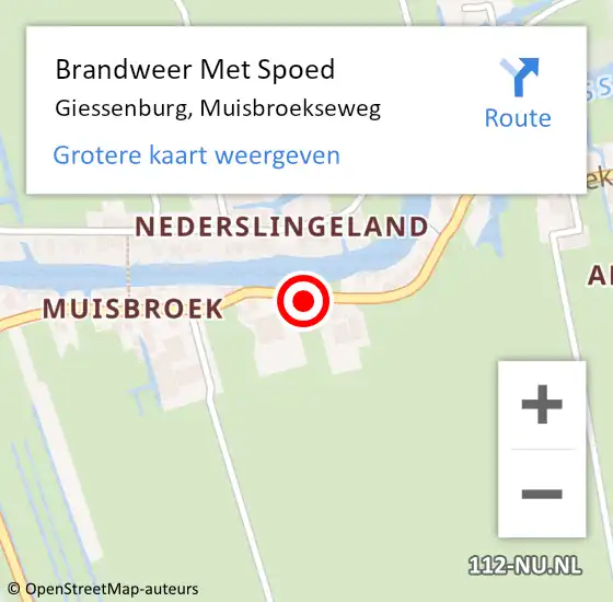 Locatie op kaart van de 112 melding: Brandweer Met Spoed Naar Giessenburg, Muisbroekseweg op 7 maart 2019 20:56