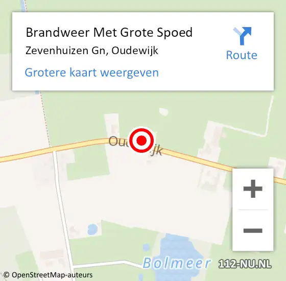 Locatie op kaart van de 112 melding: Brandweer Met Grote Spoed Naar Zevenhuizen Gn, Oudewijk op 25 maart 2014 16:48