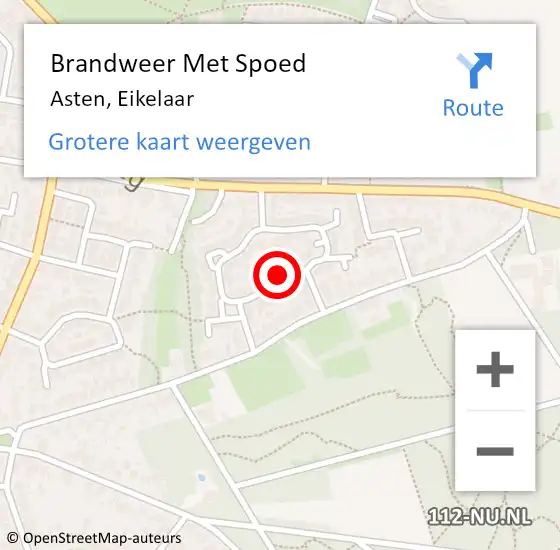 Locatie op kaart van de 112 melding: Brandweer Met Spoed Naar Asten, Eikelaar op 8 maart 2019 00:34