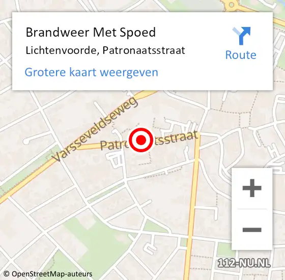 Locatie op kaart van de 112 melding: Brandweer Met Spoed Naar Lichtenvoorde, Patronaatsstraat op 8 maart 2019 01:09