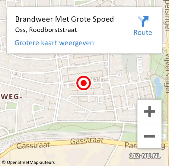 Locatie op kaart van de 112 melding: Brandweer Met Grote Spoed Naar Oss, Roodborststraat op 8 maart 2019 01:13