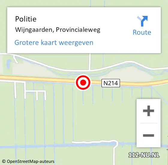 Locatie op kaart van de 112 melding: Politie Wijngaarden, Provincialeweg op 8 maart 2019 01:21