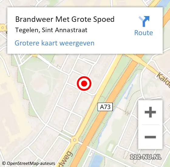 Locatie op kaart van de 112 melding: Brandweer Met Grote Spoed Naar Tegelen, Sint Annastraat op 8 maart 2019 02:33