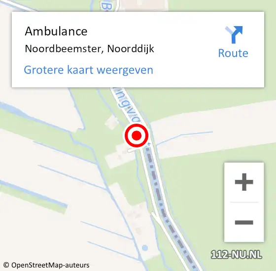 Locatie op kaart van de 112 melding: Ambulance Noordbeemster, Noorddijk op 8 maart 2019 02:50