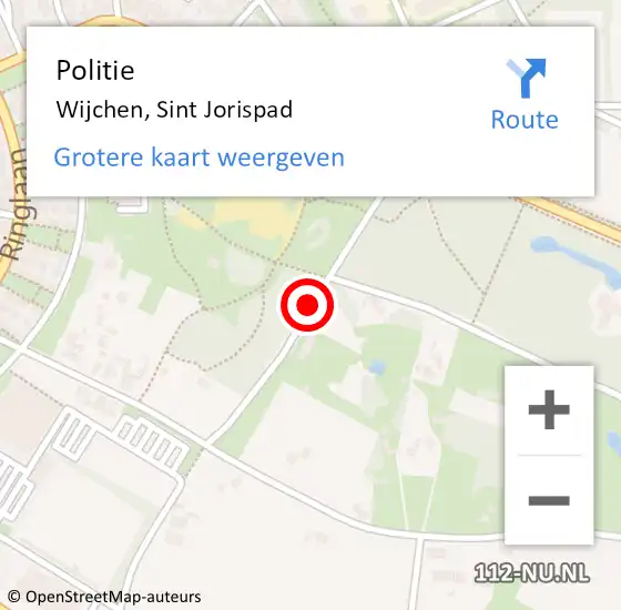 Locatie op kaart van de 112 melding: Politie Wijchen, Sint Jorispad op 8 maart 2019 04:37