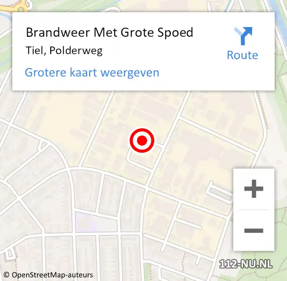 Locatie op kaart van de 112 melding: Brandweer Met Grote Spoed Naar Tiel, Polderweg op 8 maart 2019 07:44