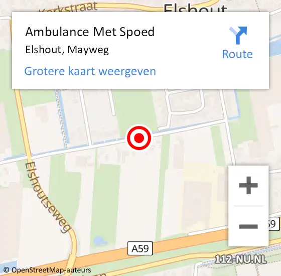 Locatie op kaart van de 112 melding: Ambulance Met Spoed Naar Elshout, Mayweg op 8 maart 2019 08:16