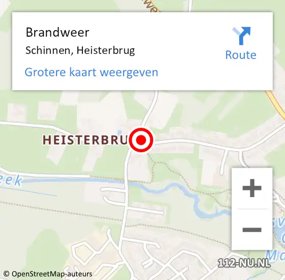 Locatie op kaart van de 112 melding: Brandweer Schinnen, Heisterbrug op 25 maart 2014 17:09