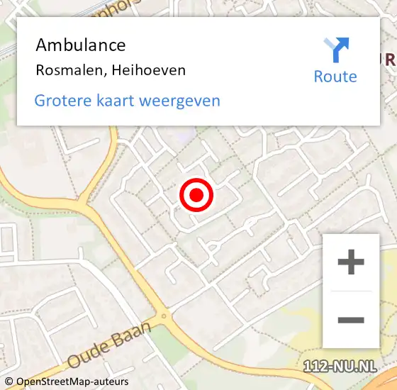 Locatie op kaart van de 112 melding: Ambulance Rosmalen, Heihoeven op 8 maart 2019 09:02