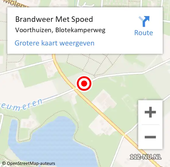 Locatie op kaart van de 112 melding: Brandweer Met Spoed Naar Voorthuizen, Blotekamperweg op 8 maart 2019 09:39