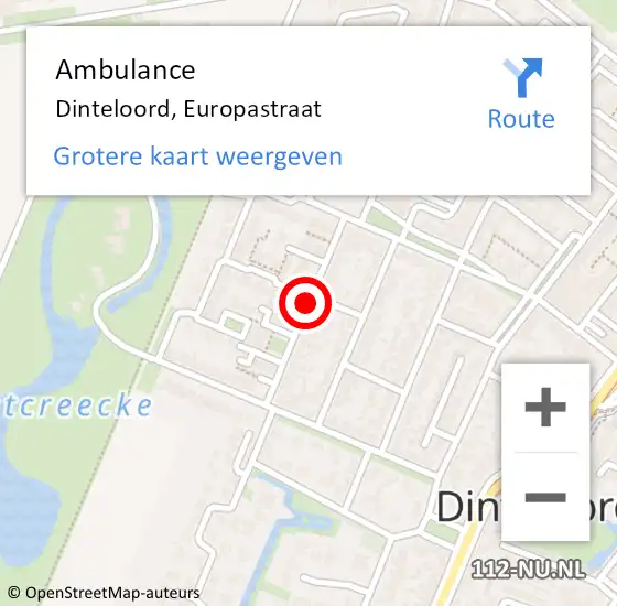 Locatie op kaart van de 112 melding: Ambulance Dinteloord, Europastraat op 8 maart 2019 09:55