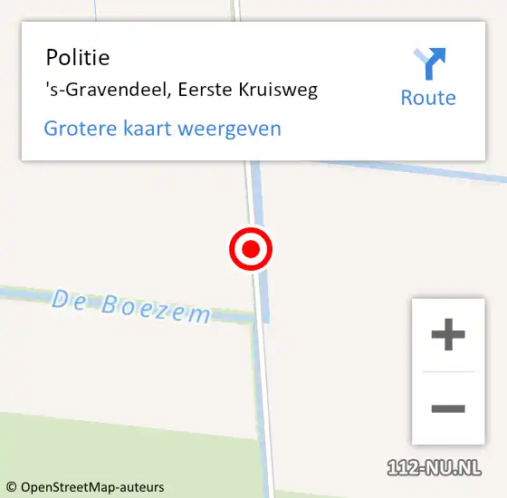 Locatie op kaart van de 112 melding: Politie 's-Gravendeel, Eerste Kruisweg op 8 maart 2019 10:38