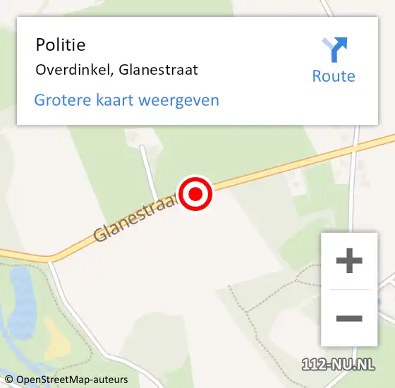 Locatie op kaart van de 112 melding: Politie Overdinkel, Glanestraat op 8 maart 2019 10:55