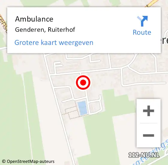 Locatie op kaart van de 112 melding: Ambulance Genderen, Ruiterhof op 8 maart 2019 11:32